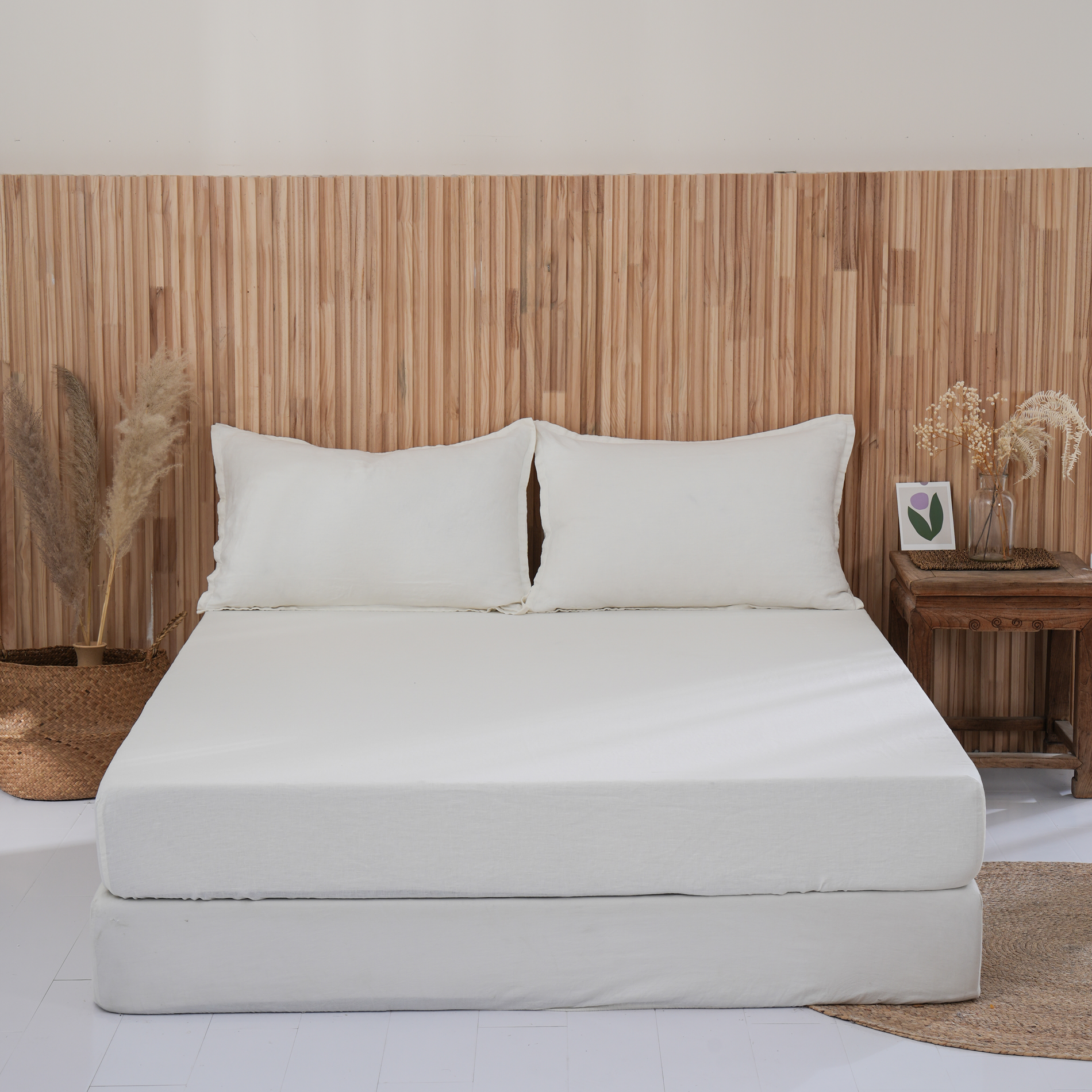 Linen Fitted Sheet - Cloud