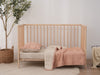 Quilted Linen Cot Blanket - Pink Clay + Beige Gingham