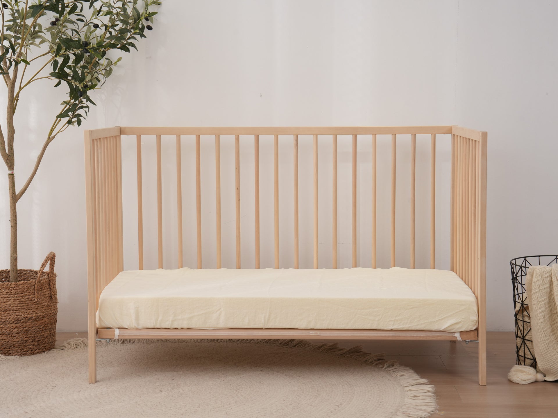 Linen Fitted Cot Sheet - Cloud