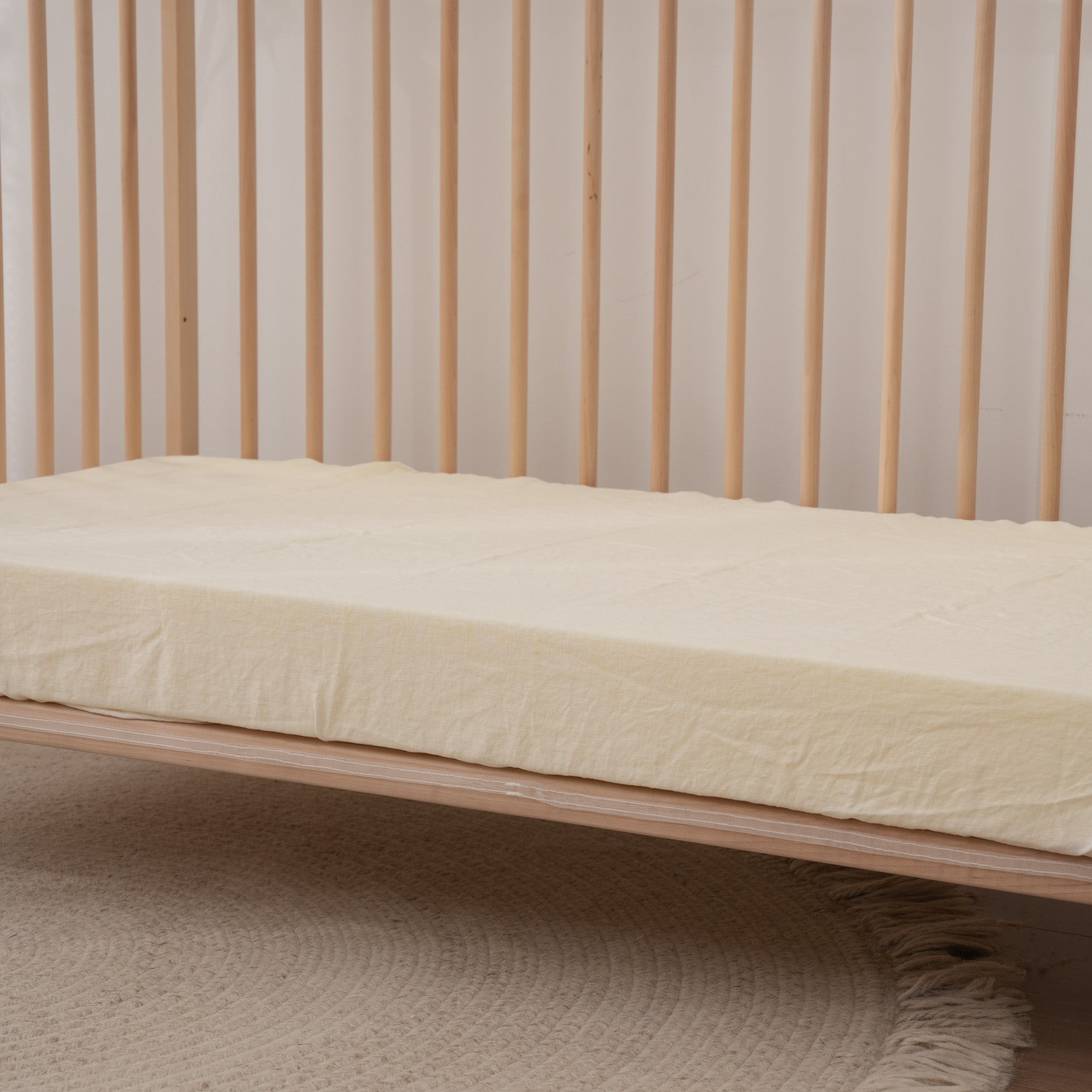Linen Fitted Cot Sheet - Cloud