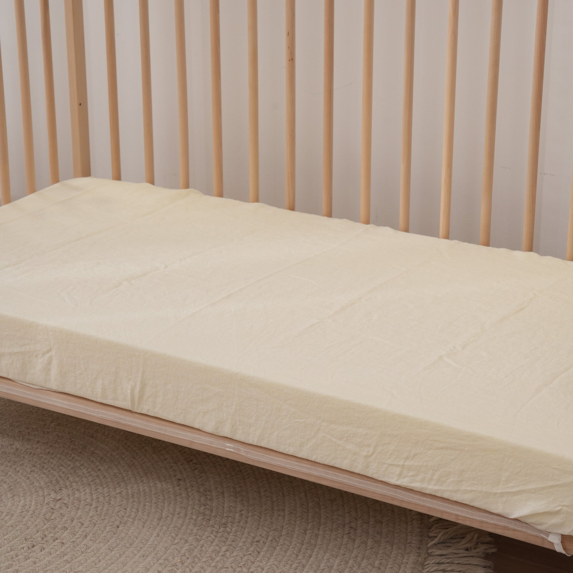 Linen Fitted Cot Sheet - Cloud