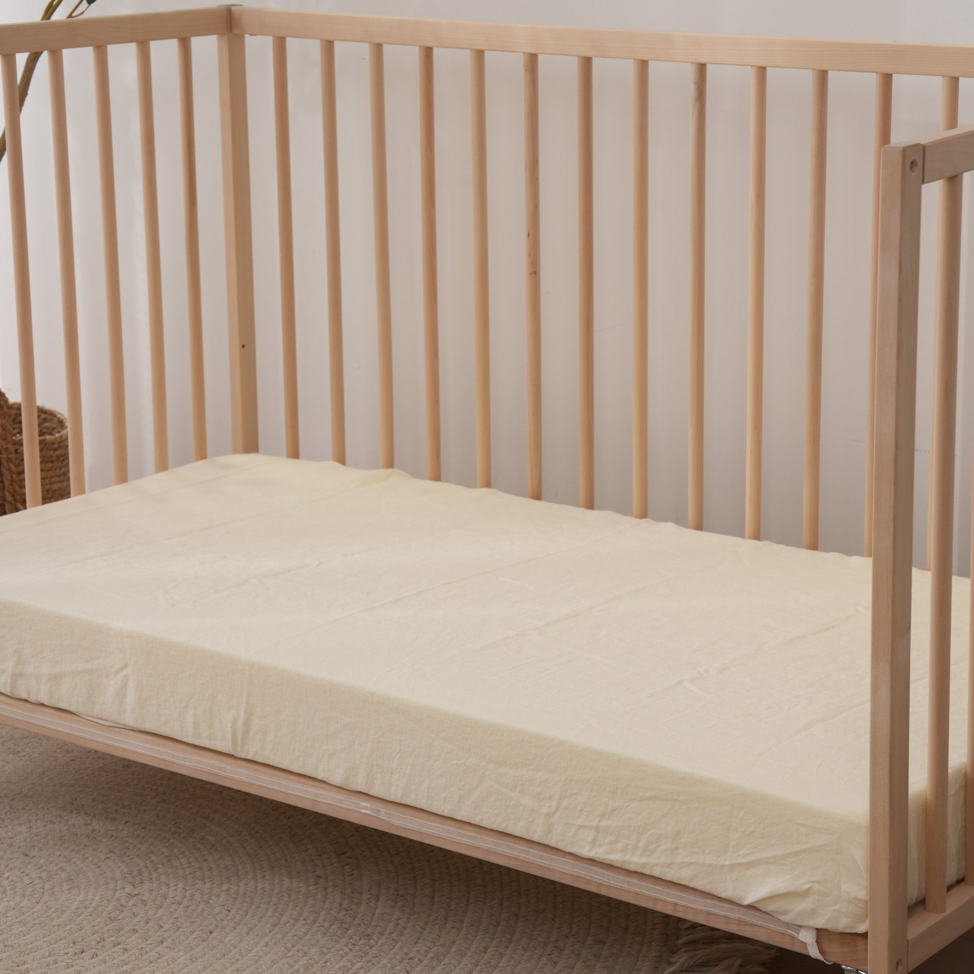 Linen Fitted Cot Sheet - Cloud