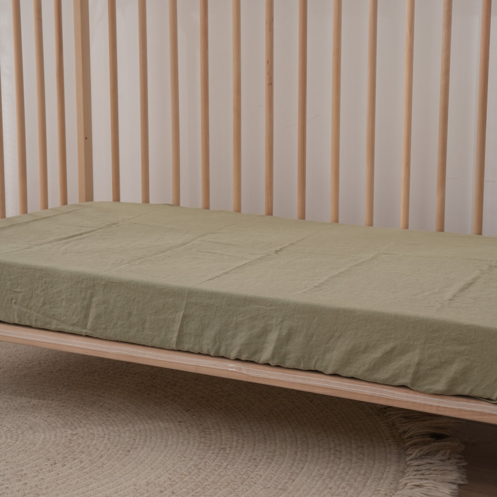 Linen Fitted Cot Sheet - Fern