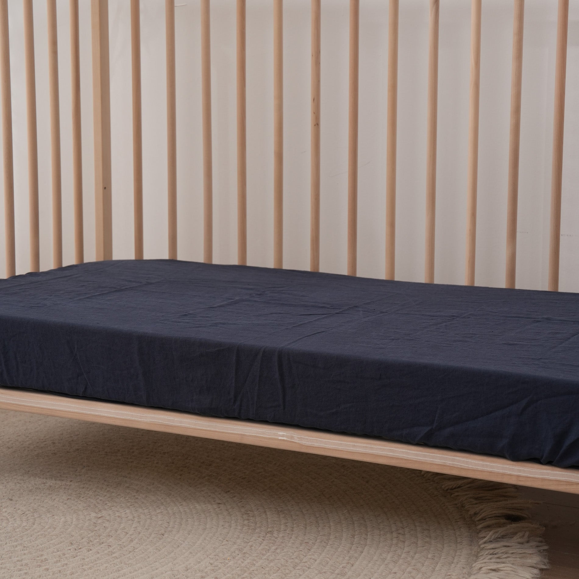 Linen Fitted Cot Sheet - Ocean
