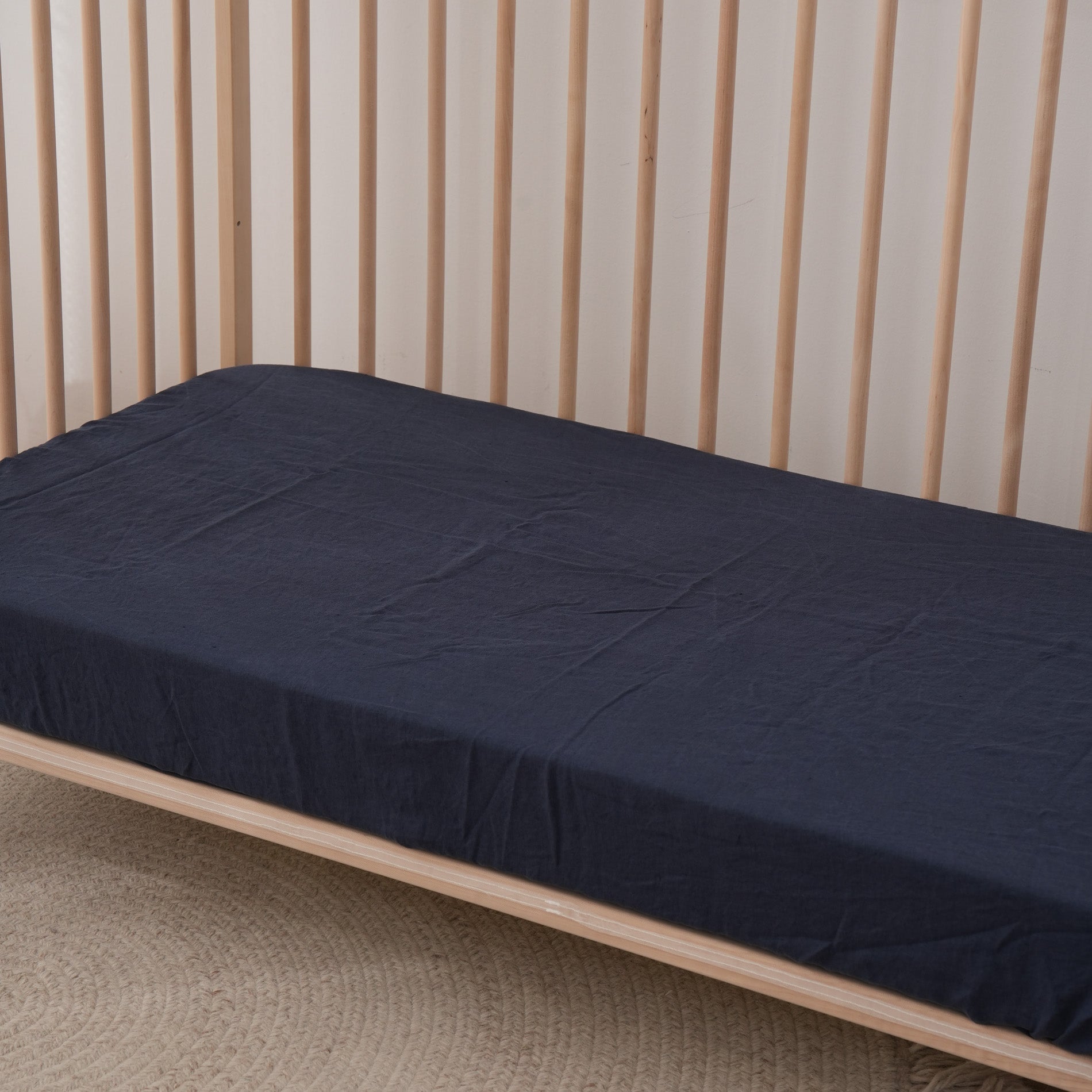 Linen Fitted Cot Sheet - Ocean