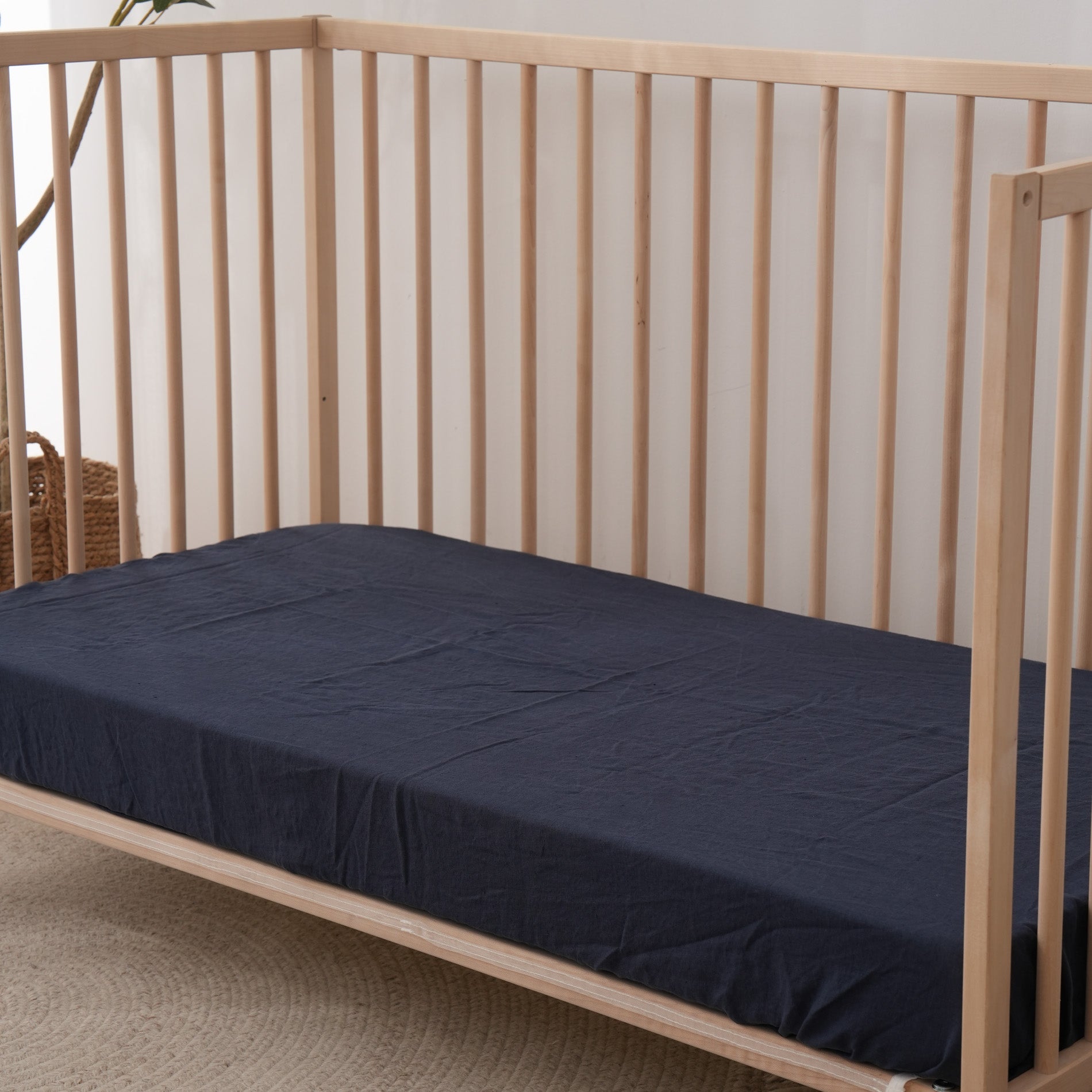 Linen Fitted Cot Sheet - Ocean