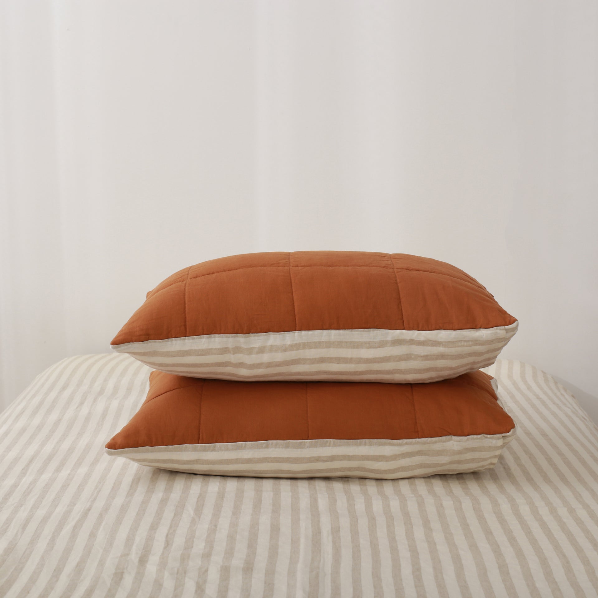 King Quilted Linen Pillowcases (Set of Two)
