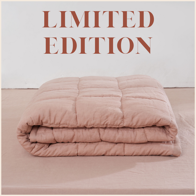 [LIMITED EDITION] Quilted Linen Blanket - PINK CLAY + PINK CLAY