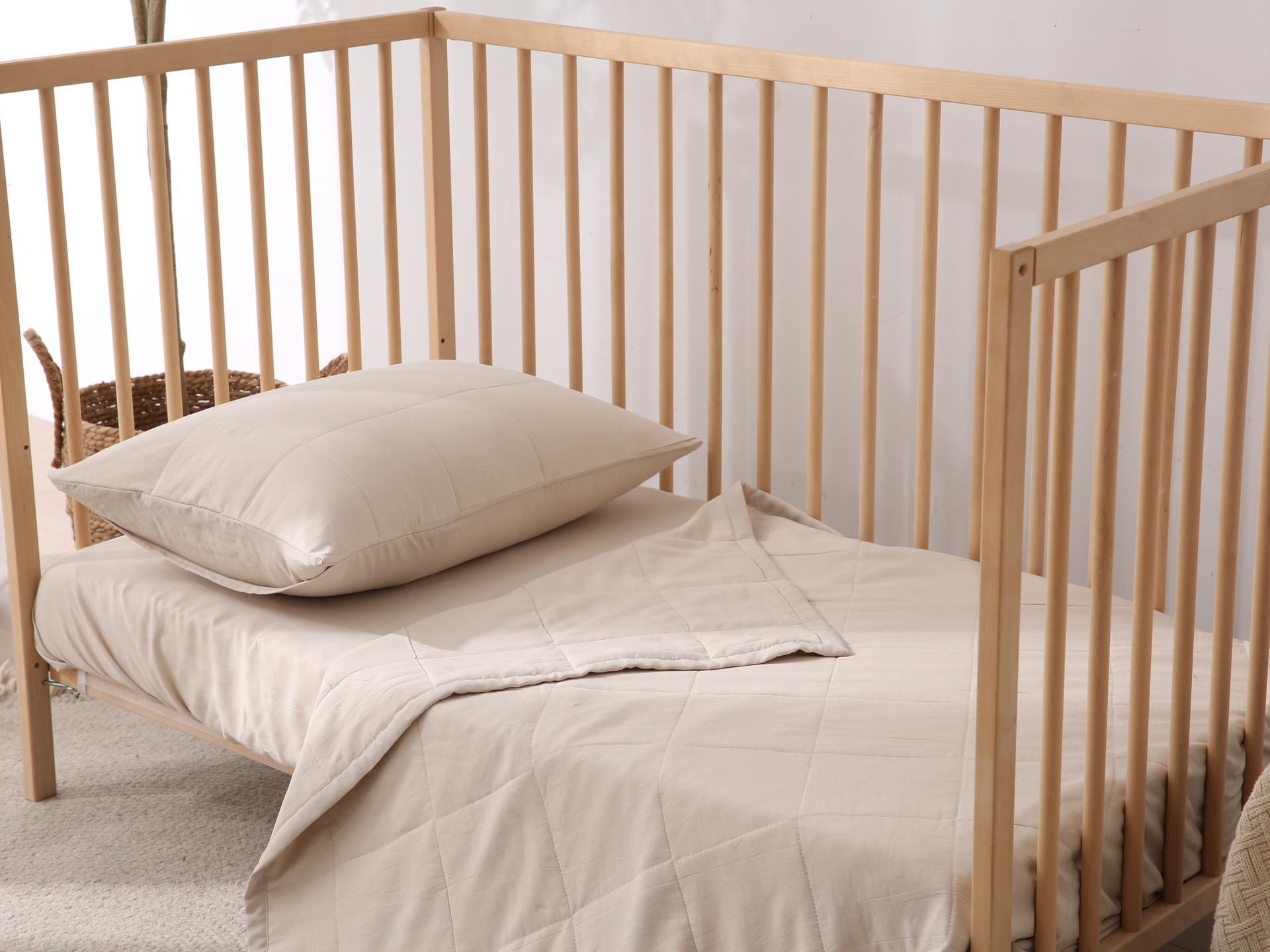 Quilted Cot Blanket - SAND - 100% Washed Eucalyptus