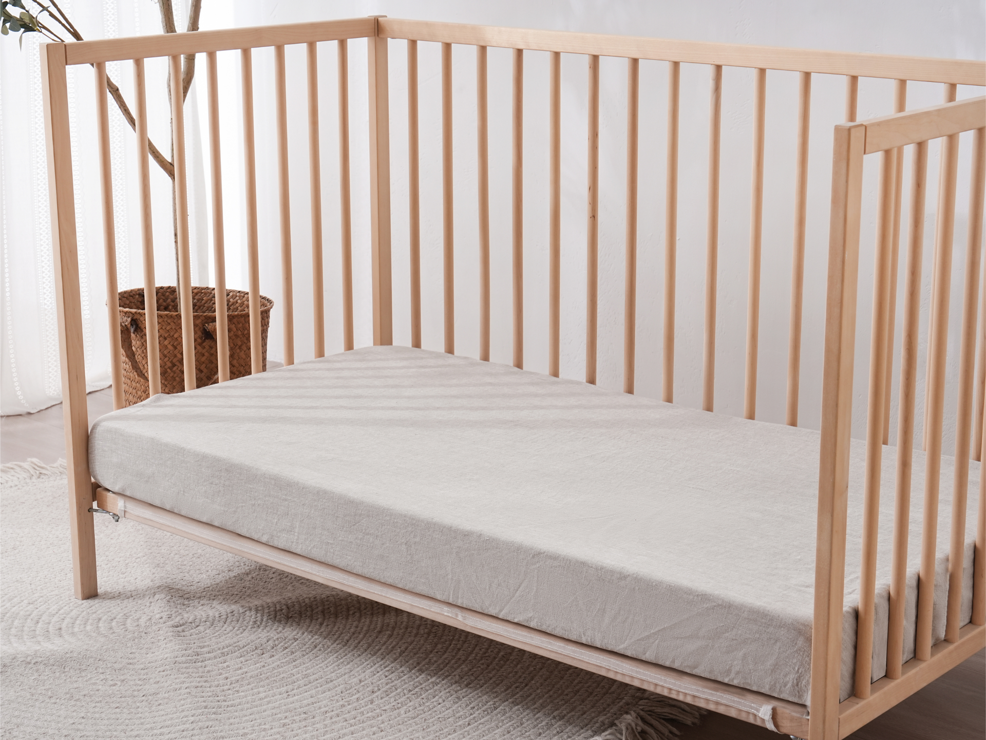 Linen Fitted Cot Sheet - Sand