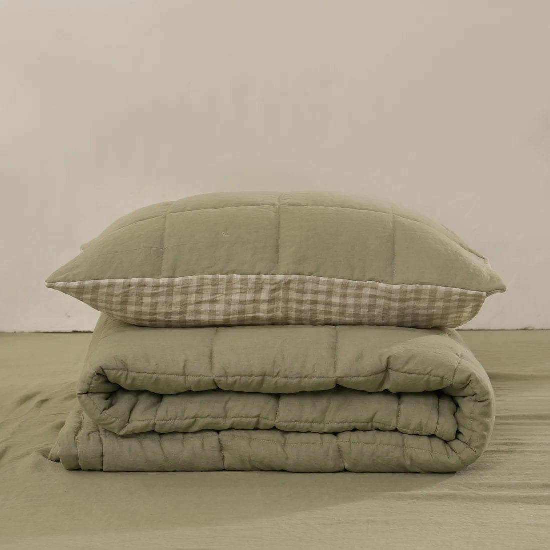 Quilted Linen Pillowcase (One (1) Pillowcase)