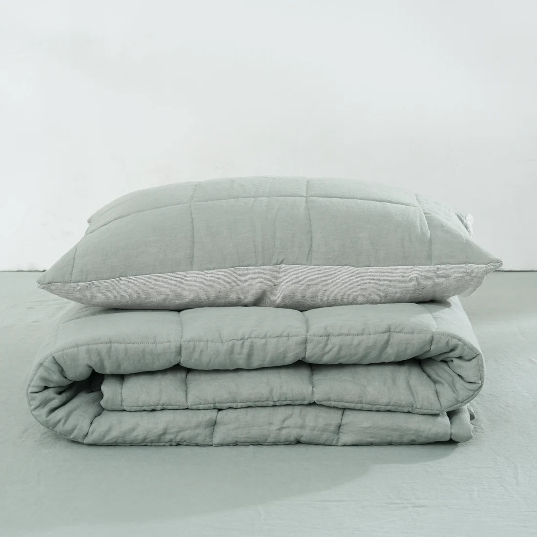 Quilted Linen Pillowcase (One (1) Pillowcase)