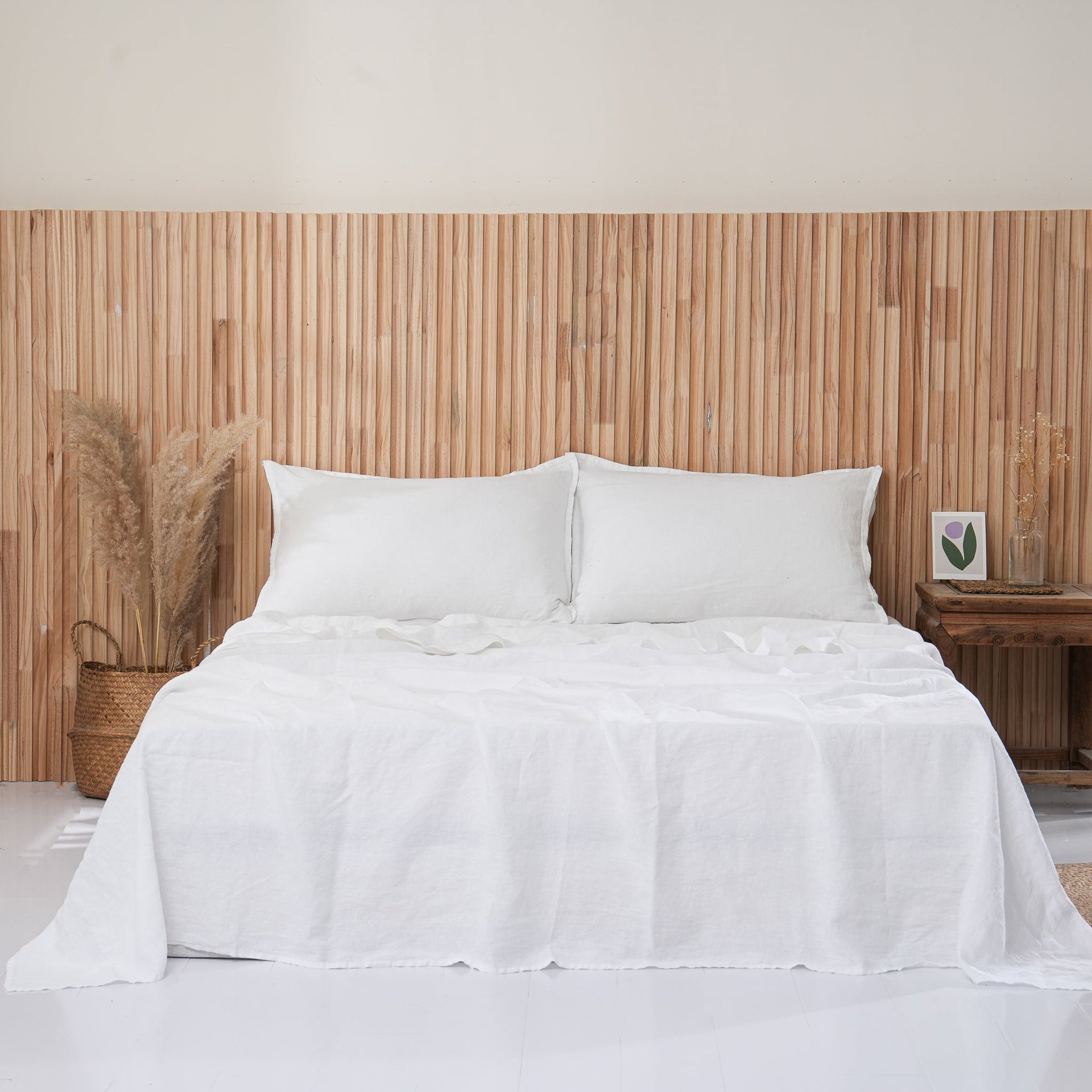 Linen Flat Sheet - Snow