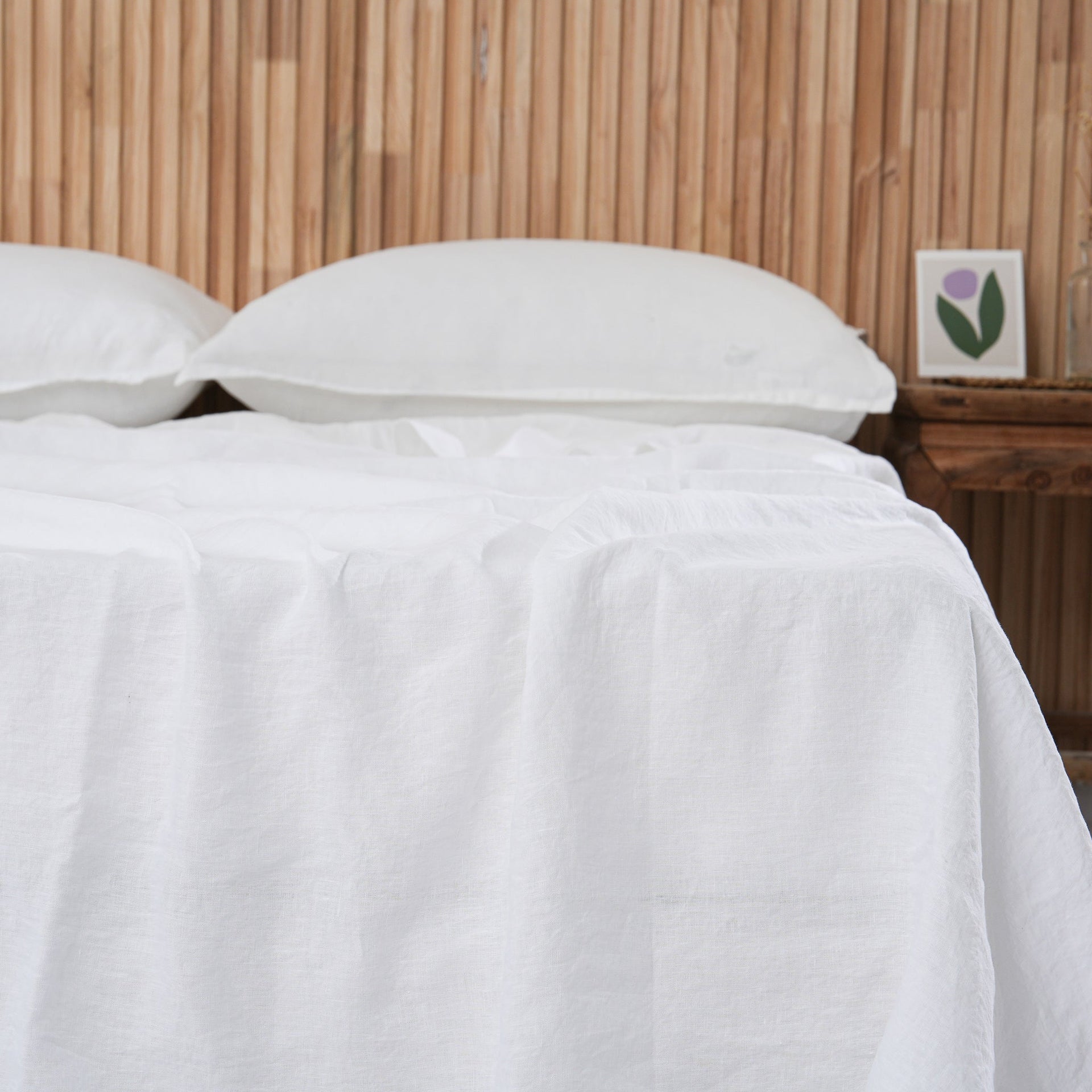 Linen Flat Sheet - Snow