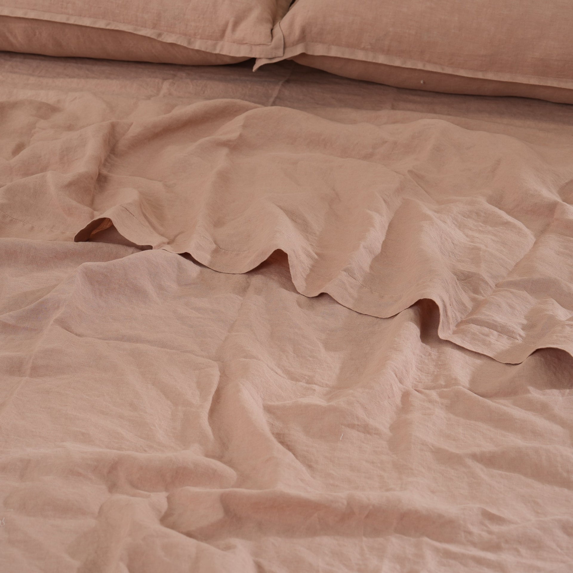 Linen Flat Sheet - Pink Clay