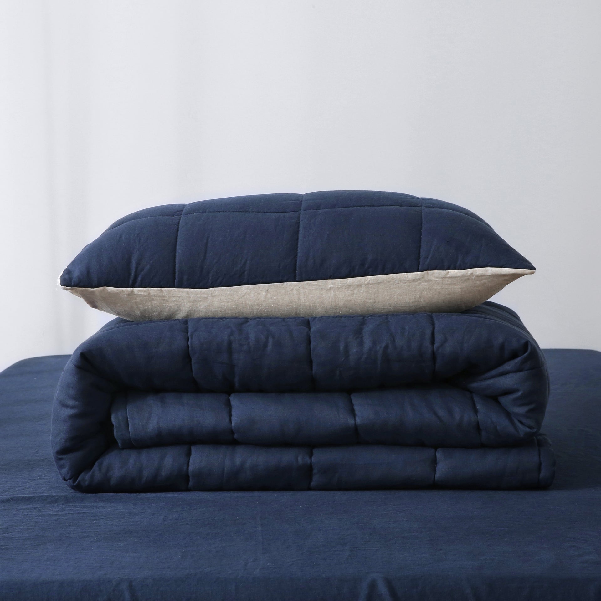 King Quilted Linen Pillowcases (Set of Two)