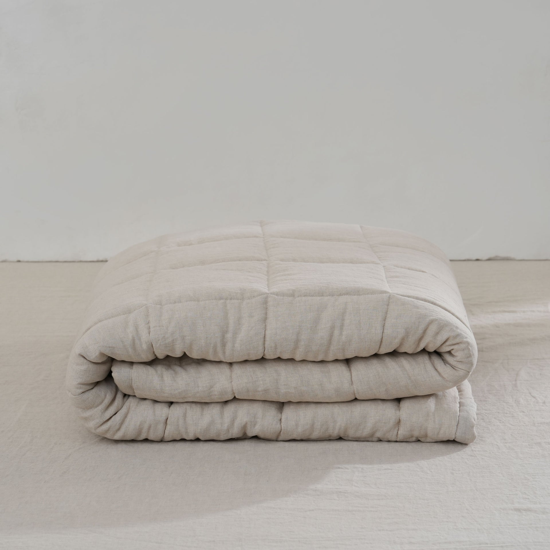 Quilted Linen Blanket - Sand + Snow