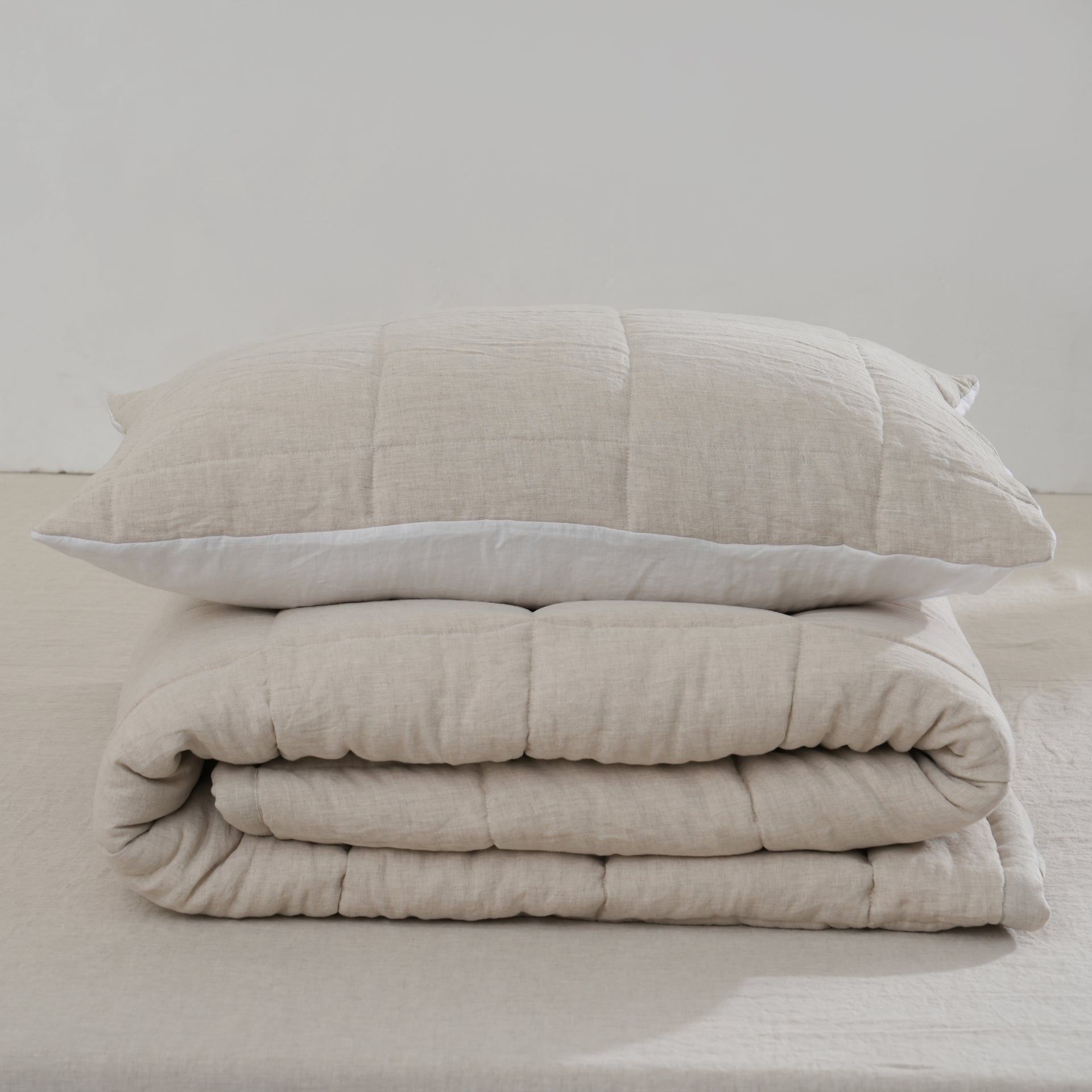 King Quilted Linen Pillowcases (Set of Two)