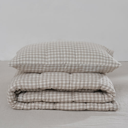 Quilted Pillow Cases (2) - 100% French Flax Linen (Set of Two)