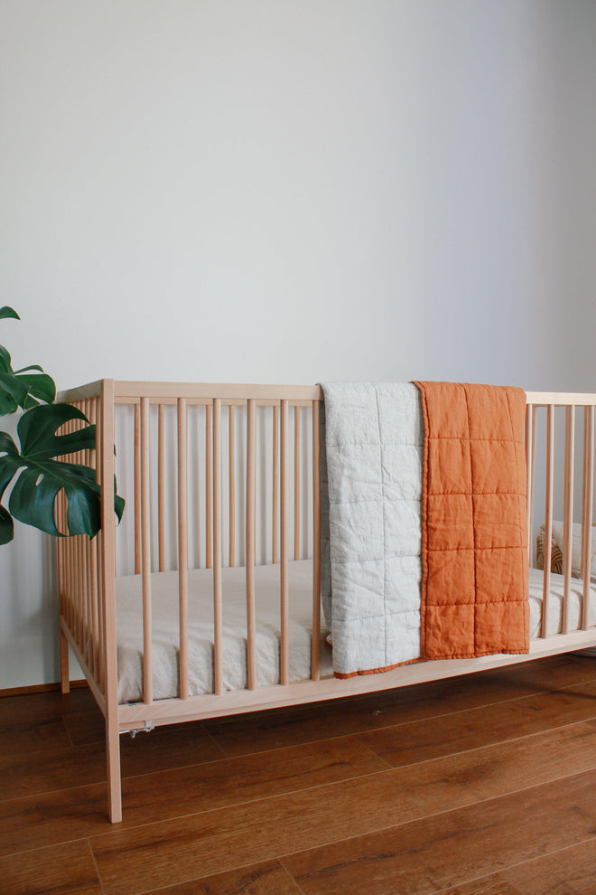 Quilted Linen Blanket - CLAY - Selah + Stone