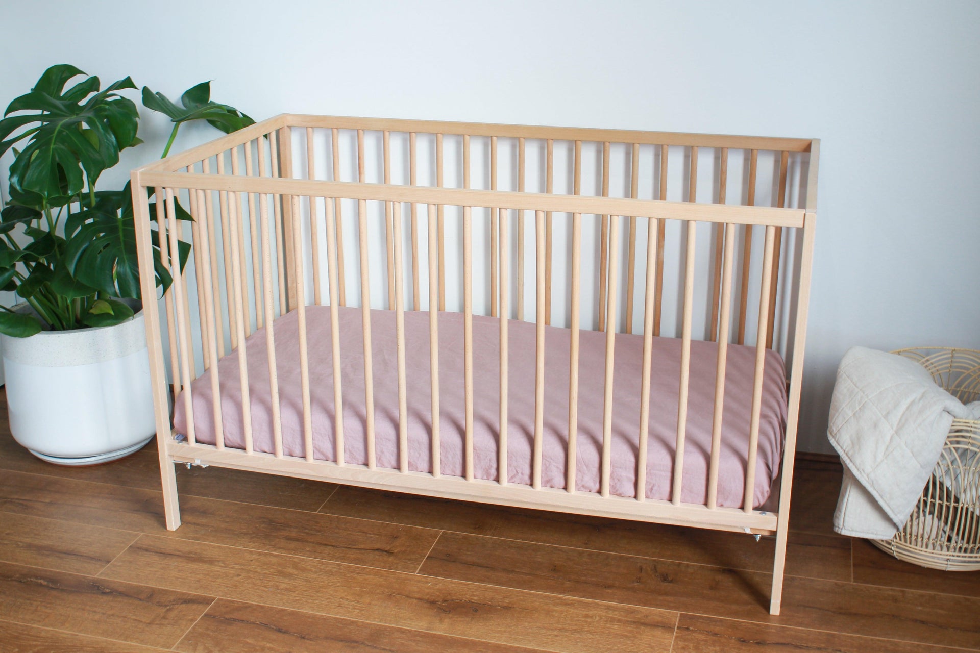 Fitted Linen Cot Sheet - WOODROSE - Selah + Stone