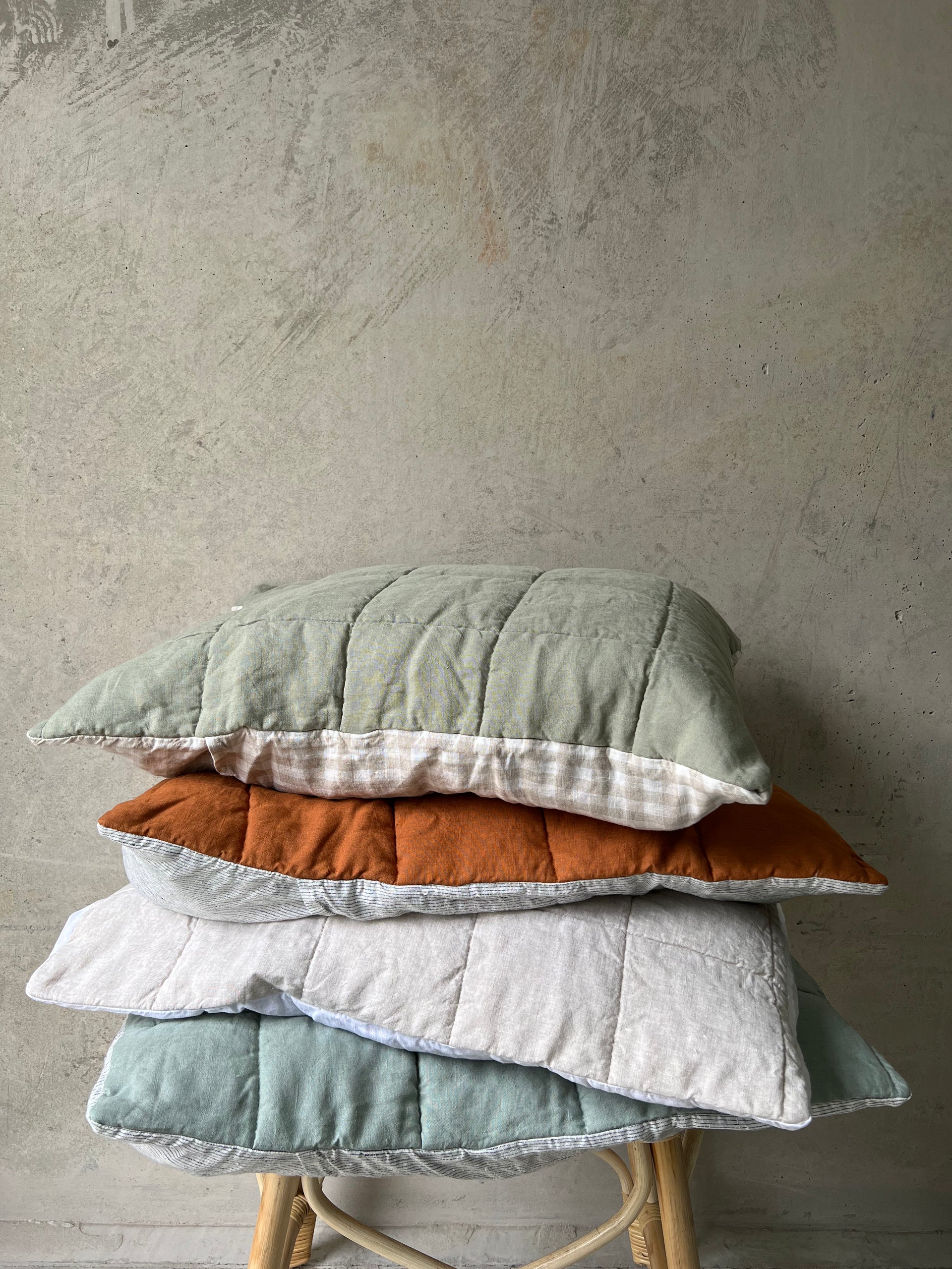 Quilted Linen Cot Pillowcase (42cm X 60cm)
